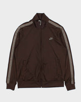 Vintage Y2K 00s Nike Chocolate Brown Taped Mesh Classic Track Jacket - L