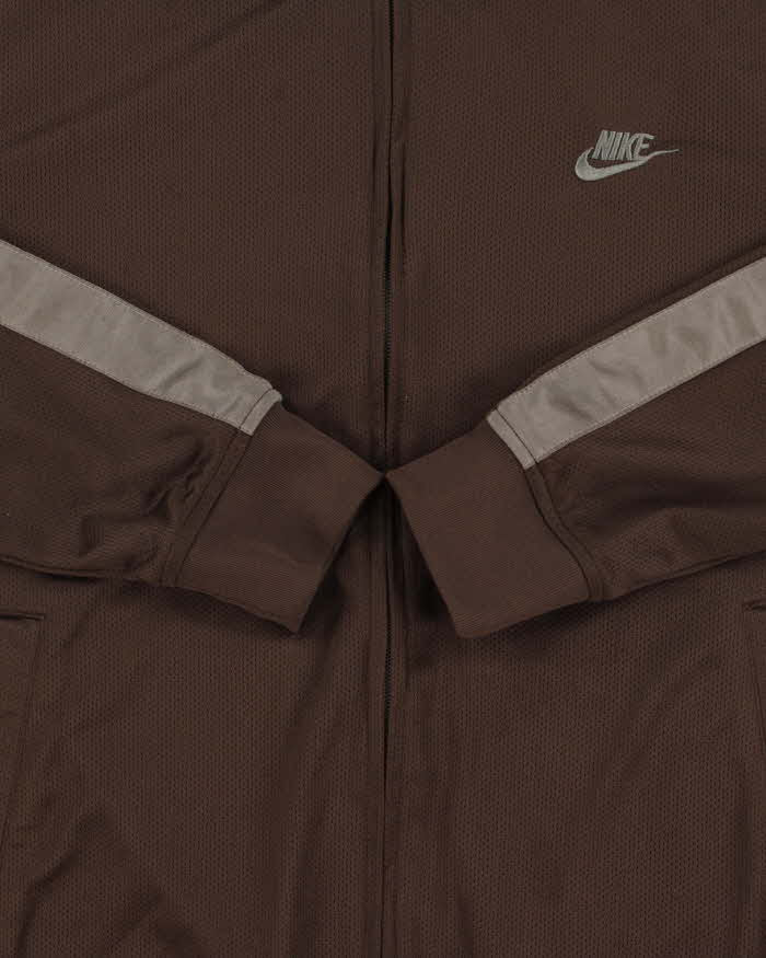 Vintage Y2K 00s Nike Chocolate Brown Taped Mesh Classic Track Jacket - L