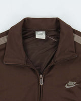 Vintage Y2K 00s Nike Chocolate Brown Taped Mesh Classic Track Jacket - L