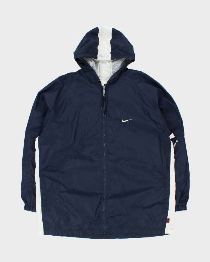 Vintage 1990s Nike Embroidered Shell Hooded Windbreaker Jacket - XL