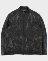 Vintage Y2K 00s Danier Dark Brown Leather Thinsulate Lined Cafe Racer Moto Jacket - XXL