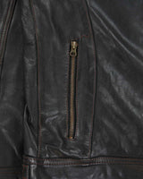 Vintage Y2K 00s Danier Dark Brown Leather Thinsulate Lined Cafe Racer Moto Jacket - XXL