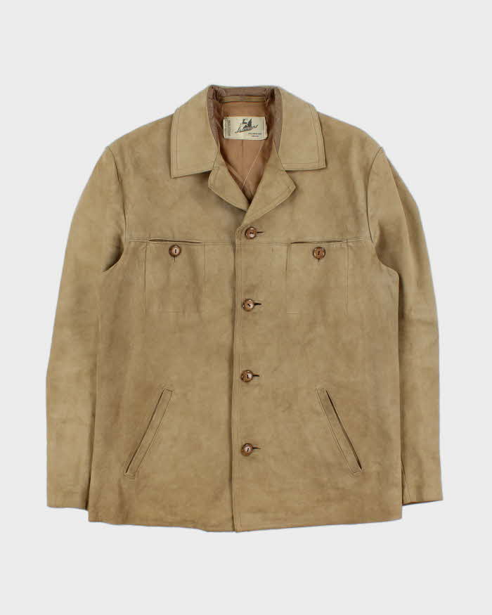 Vintage 1970s Lissman's Swedish Tan Suede Western Overshirt Jacket - L
