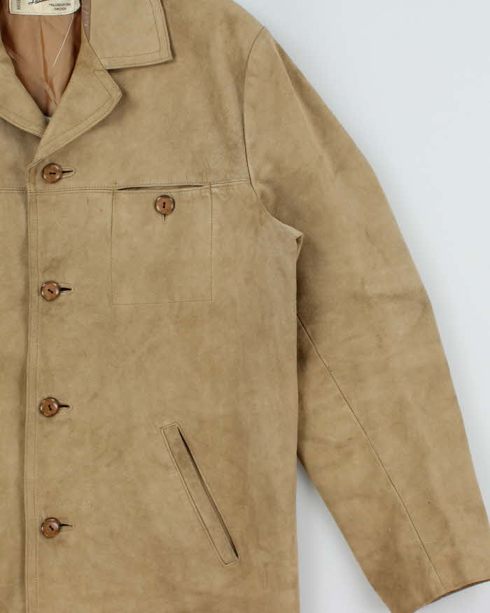Vintage 1970s Lissman's Swedish Tan Suede Western Overshirt Jacket - L