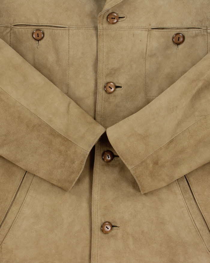 Vintage 1970s Lissman's Swedish Tan Suede Western Overshirt Jacket - L