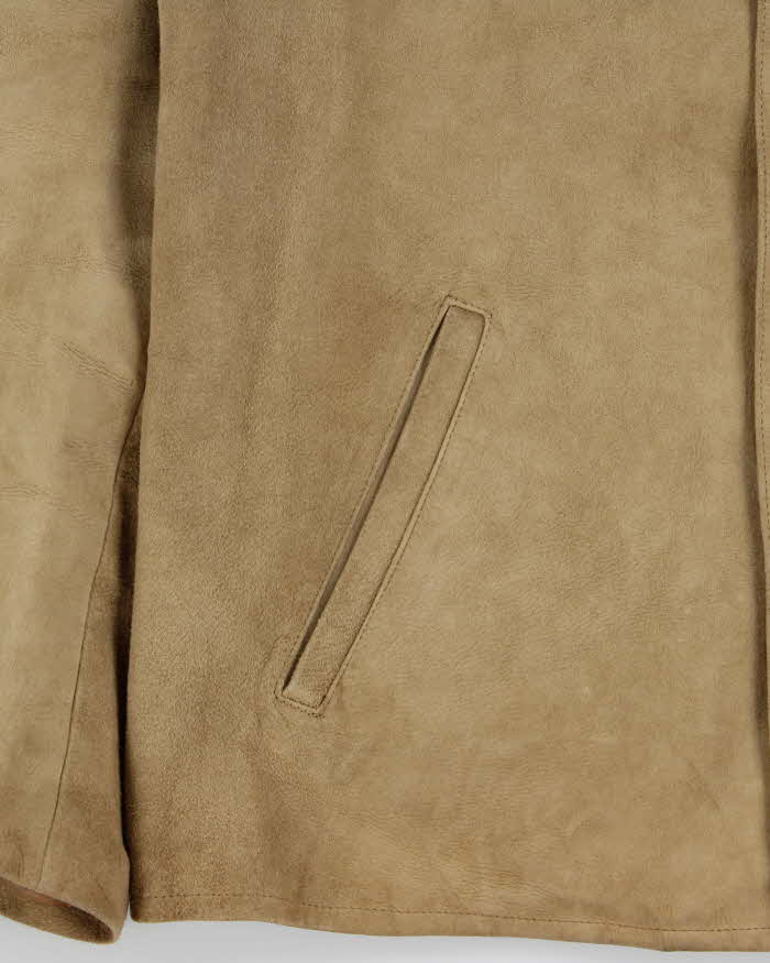 Vintage 1970s Lissman's Swedish Tan Suede Western Overshirt Jacket - L