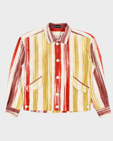 Vintage SS1994 Issey Miyake Paint Striped Lightweight Cotton Canvas Jacket - L