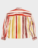 Vintage SS1994 Issey Miyake Paint Striped Lightweight Cotton Canvas Jacket - L