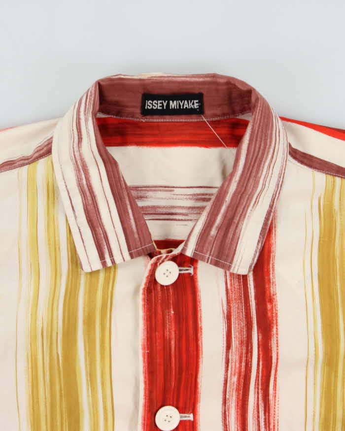 Vintage SS1994 Issey Miyake Paint Striped Lightweight Cotton Canvas Jacket - L