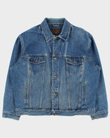 Vintage Pendleton 'Let'Er Buck' Wool Patch Medium Wash Trucker Jacket - XXL