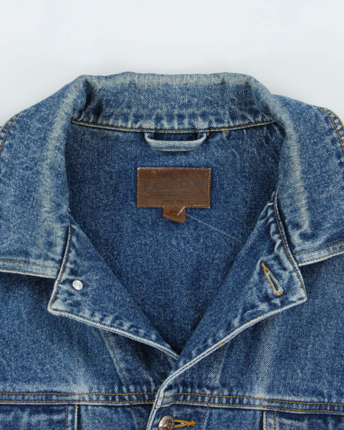 Vintage Pendleton 'Let'Er Buck' Wool Patch Medium Wash Trucker Jacket - XXL