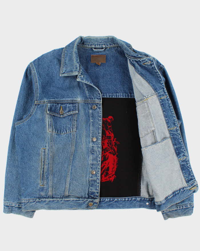 Vintage Pendleton 'Let'Er Buck' Wool Patch Medium Wash Trucker Jacket - XXL