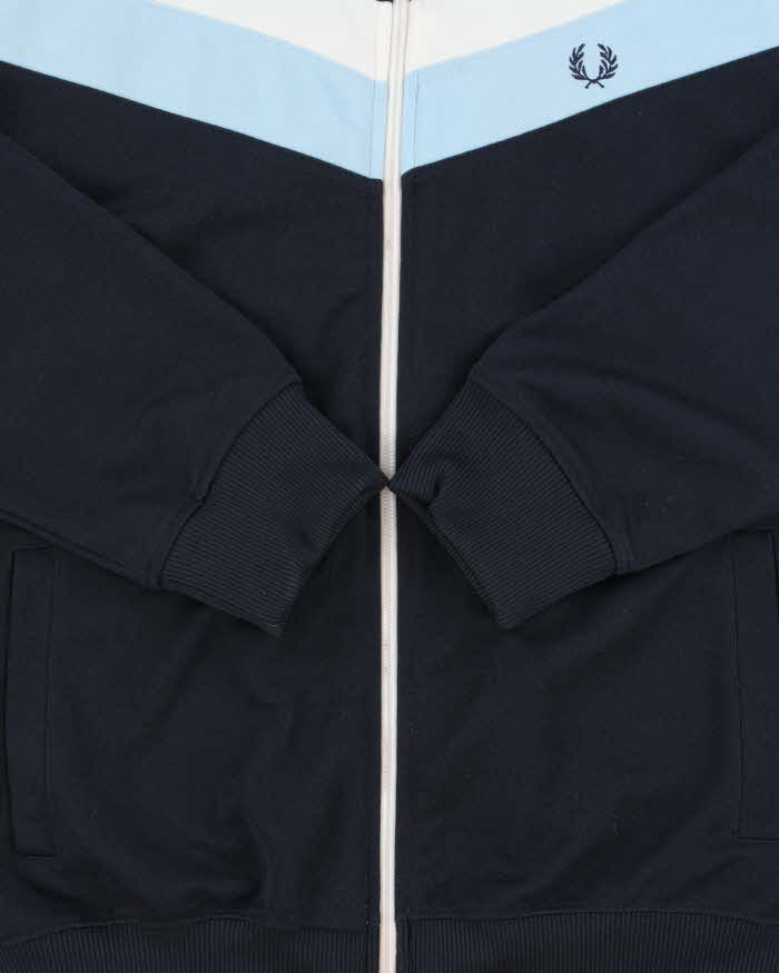 Vintage Y2K 00's Fred Perry Classic Striped Funnel Neck Track Jacket - L