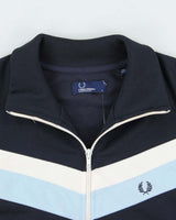 Vintage Y2K 00's Fred Perry Classic Striped Funnel Neck Track Jacket - L