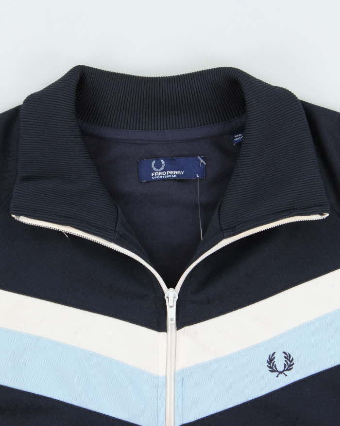Vintage Y2K 00's Fred Perry Classic Striped Funnel Neck Track Jacket - L
