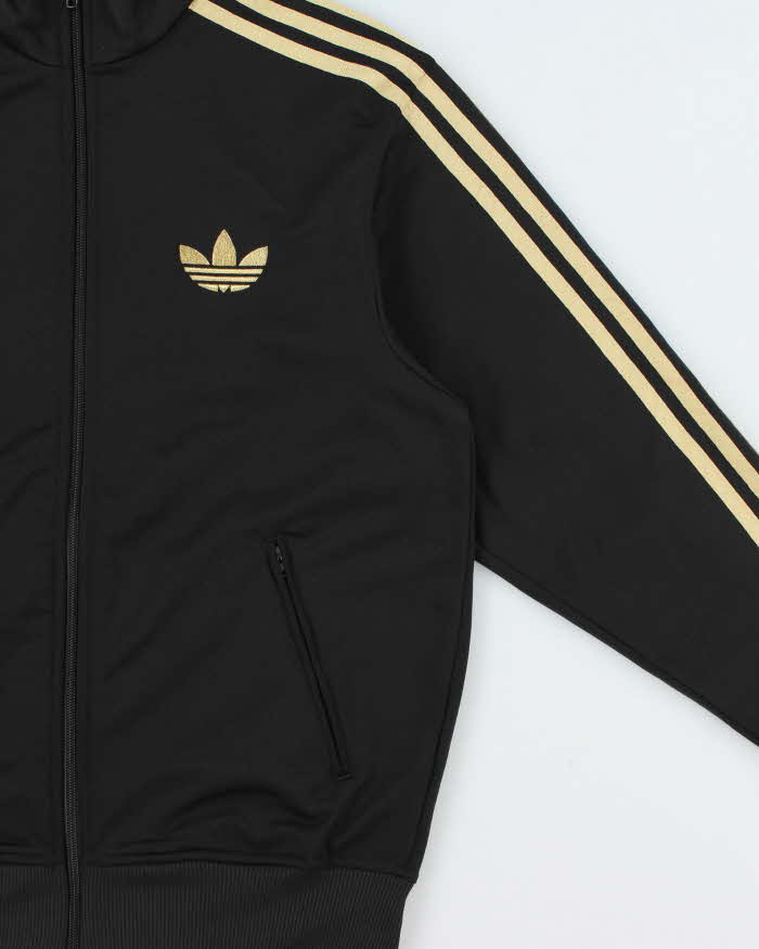 Vintage Adidas Originals Black &amp; Gold Embroidered Firebird Track Jacket - S