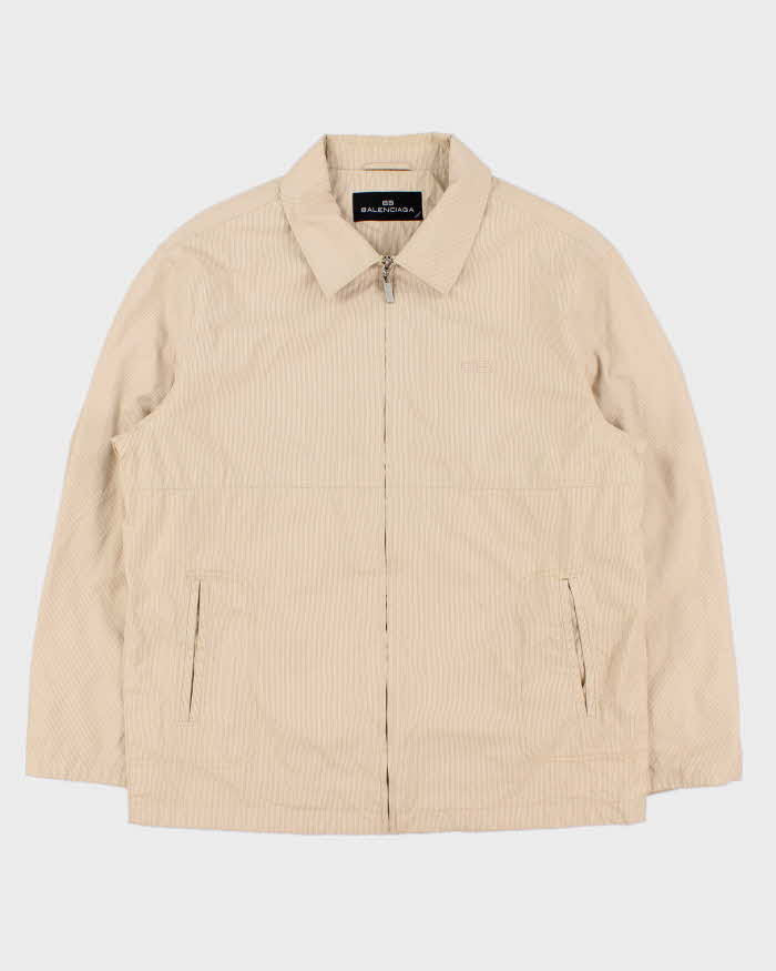 Vintage Y2K 00s Balenciaga Twill Striped Canvas Harrington Jacket - M