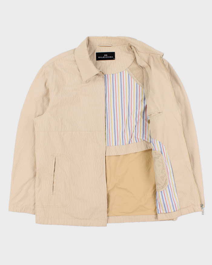 Vintage Y2K 00s Balenciaga Twill Striped Canvas Harrington Jacket - M