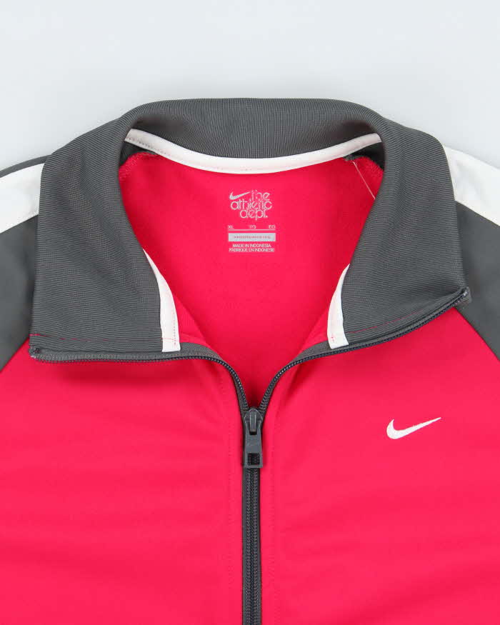 Vintage Y2K 00s Nike Ath Dept. Hot Pink Classic Funnel Neck Track Jacket - XL