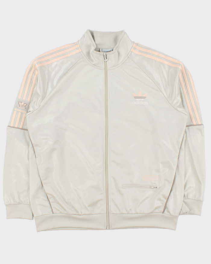 Vintage Adidas Originals 'Chile 20' Ivory Baby Pink Firebird Track Jacket - XL