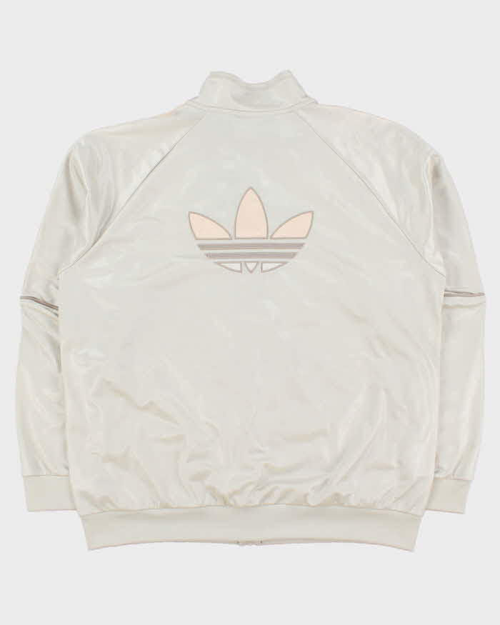 Vintage Adidas Originals 'Chile 20' Ivory Baby Pink Firebird Track Jacket - XL