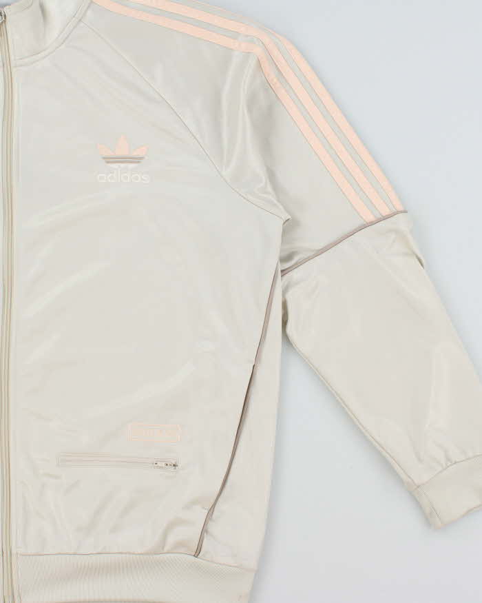 Vintage Adidas Originals 'Chile 20' Ivory Baby Pink Firebird Track Jacket - XL