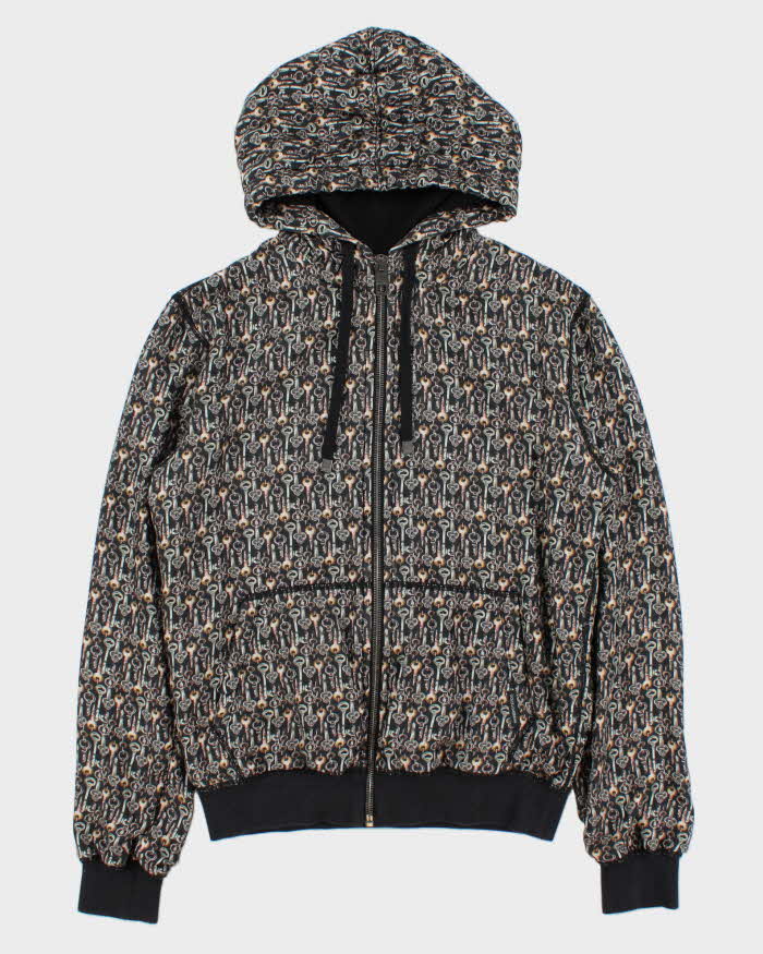 AW2016 Dolce &amp; Gabbana Pure Silk Key Print Hooded Bomber Jacket - M