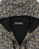 AW2016 Dolce &amp; Gabbana Pure Silk Key Print Hooded Bomber Jacket - M