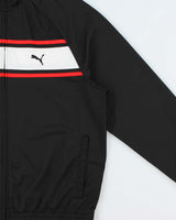 Vintage Puma Classic Striped Embroidered Funnel Neck Track Jacket - L