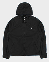 Vintage Polo Ralph Lauren Black Canvas Twill Hooded Harrington Jacket - XL