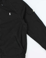 Vintage Polo Ralph Lauren Black Canvas Twill Hooded Harrington Jacket - XL