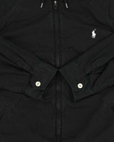 Vintage Polo Ralph Lauren Black Canvas Twill Hooded Harrington Jacket - XL