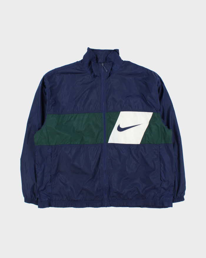 Vintage 1990s Nike Colourblock Embroidered Big Swoosh Shell Windbreaker Jacket - XL