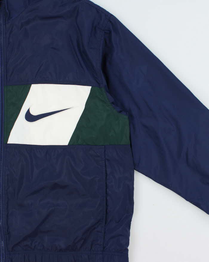 Vintage 1990s Nike Colourblock Embroidered Big Swoosh Shell Windbreaker Jacket - XL