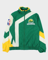 Vintage Mitchell &amp; Ness Hardwood Classics Seattle Supersonics Embroidered NBA Hooded Shell Windbreaker Jacket - M