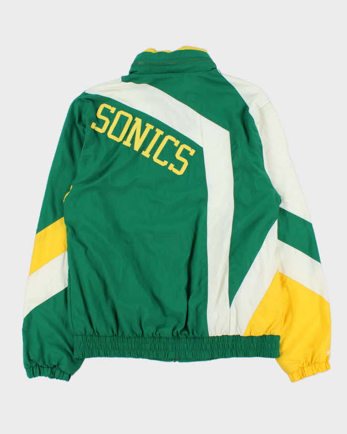 Vintage Mitchell &amp; Ness Hardwood Classics Seattle Supersonics Embroidered NBA Hooded Shell Windbreaker Jacket - M