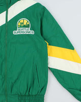 Vintage Mitchell &amp; Ness Hardwood Classics Seattle Supersonics Embroidered NBA Hooded Shell Windbreaker Jacket - M