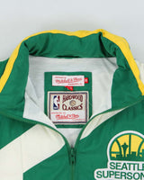 Vintage Mitchell &amp; Ness Hardwood Classics Seattle Supersonics Embroidered NBA Hooded Shell Windbreaker Jacket - M