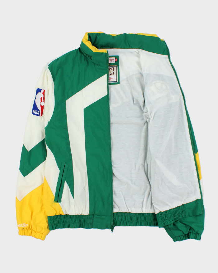 Vintage Mitchell &amp; Ness Hardwood Classics Seattle Supersonics Embroidered NBA Hooded Shell Windbreaker Jacket - M