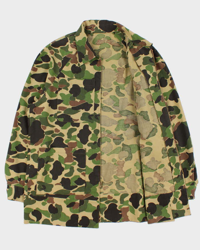 Vintage 1960s Duck Camo Made In USA Canvas Field Hunting Jacket - L