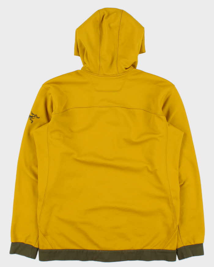 AW2014 Arc'teryx Mustard Yellow / Khaki Peer Soft Shell Full-Zip Hooded Technical Track Jacket - L