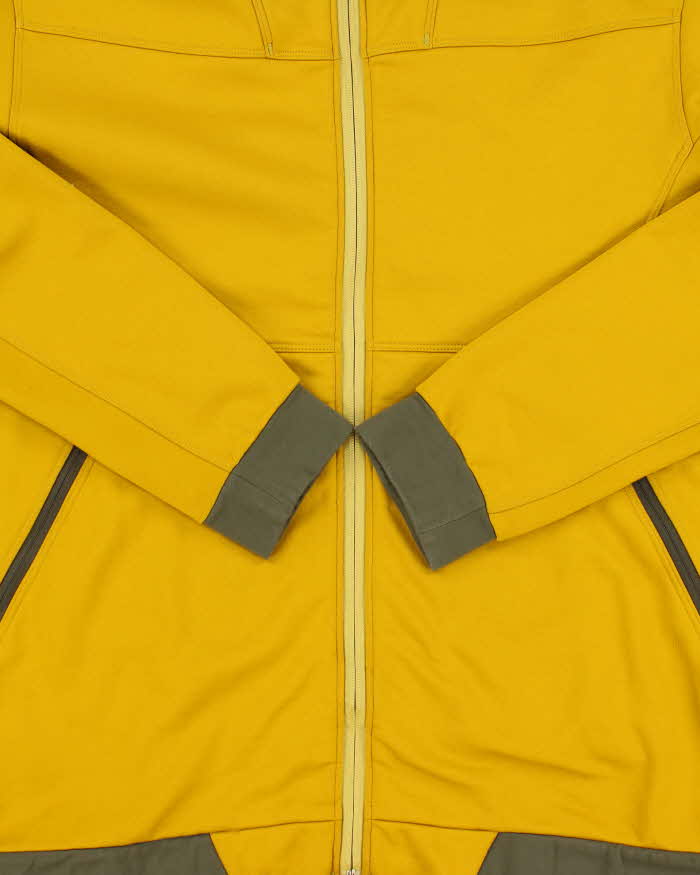 AW2014 Arc'teryx Mustard Yellow / Khaki Peer Soft Shell Full-Zip Hooded Technical Track Jacket - L
