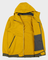 AW2014 Arc'teryx Mustard Yellow / Khaki Peer Soft Shell Full-Zip Hooded Technical Track Jacket - L