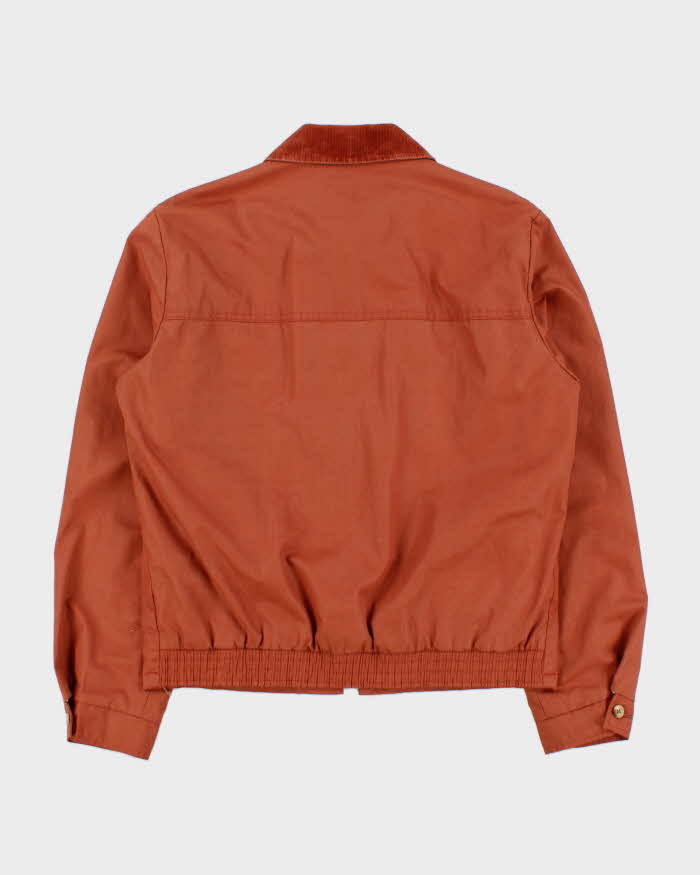 Vintage 1970s JC Penney Terracotta Plaid Lined Canvas Corduroy Harrington Jacket - M