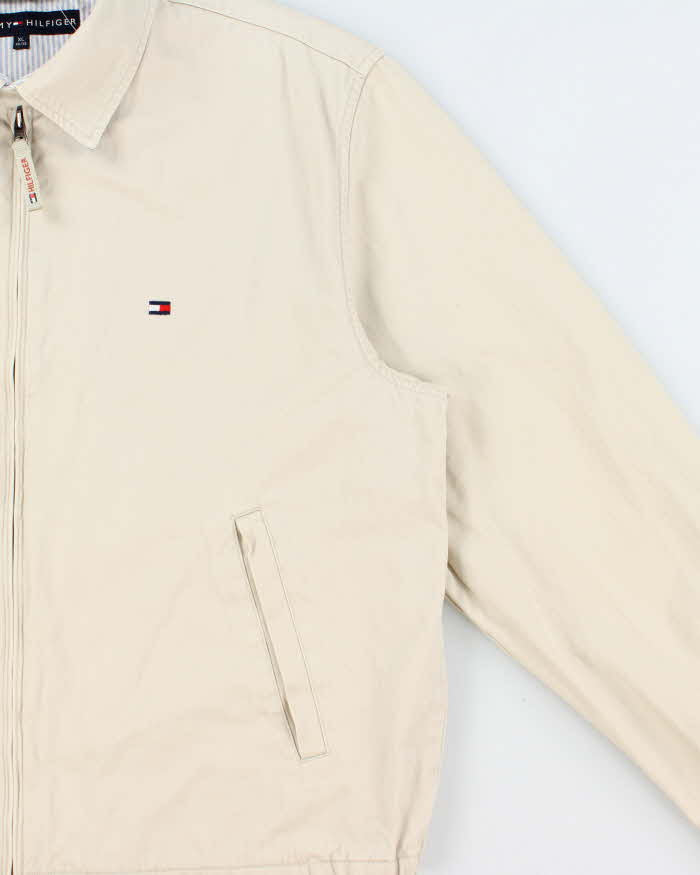 Vintage Y2K 00s Tommy Hilfiger Beige Canvas Harrington Jacket - XL