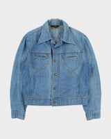 Vintage 1975 Lee M.R Light Wash Union Made In USA Snap Button Denim Trucker Jacket - L