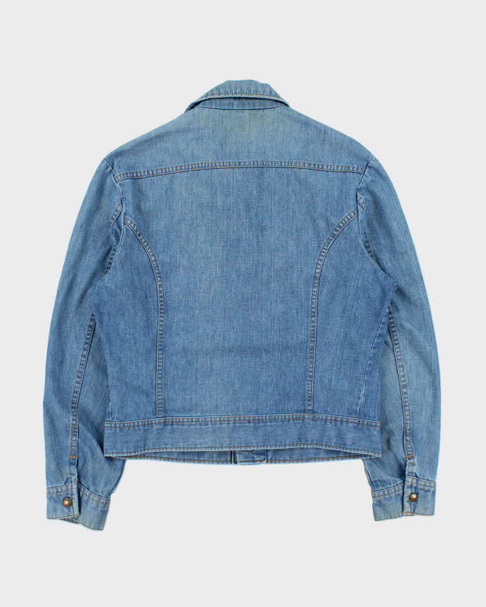 Vintage 1975 Lee M.R Light Wash Union Made In USA Snap Button Denim Trucker Jacket - L