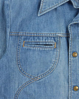 Vintage 1975 Lee M.R Light Wash Union Made In USA Snap Button Denim Trucker Jacket - L