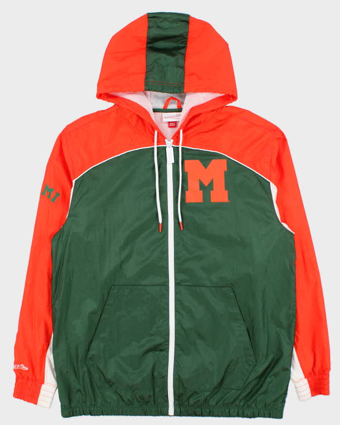 2024 Mitchell &amp; Ness University Of Miami Hurricanes NCAA Shell Windbreaker Jacket - L