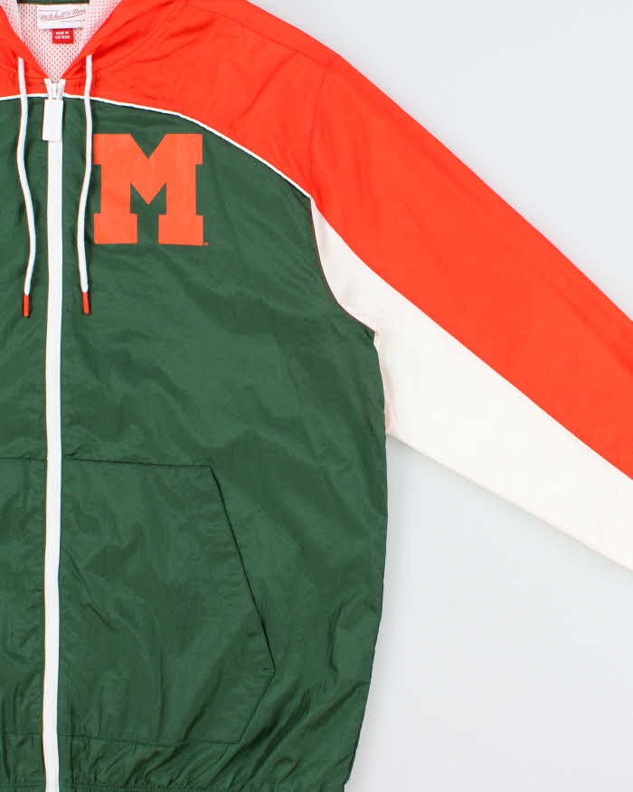 2024 Mitchell &amp; Ness University Of Miami Hurricanes NCAA Shell Windbreaker Jacket - L